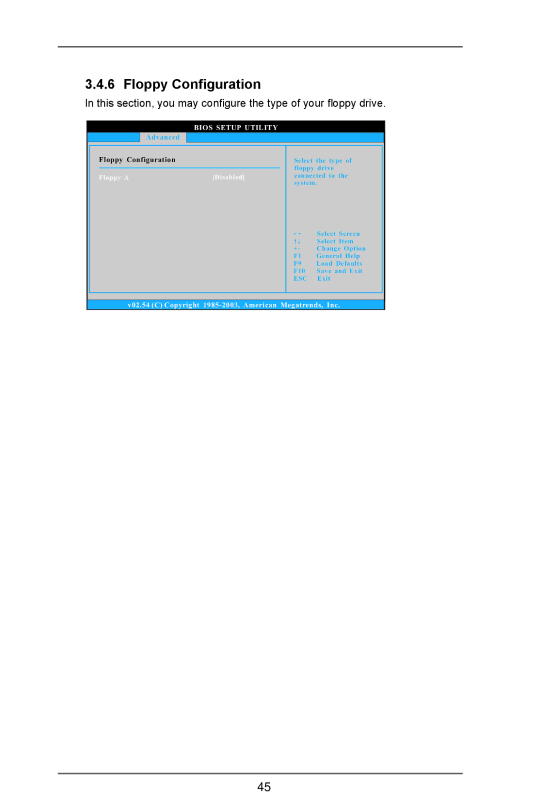 ASRock 960GC-GS FX manual Floppy Configuration, Floppy a Disabled 