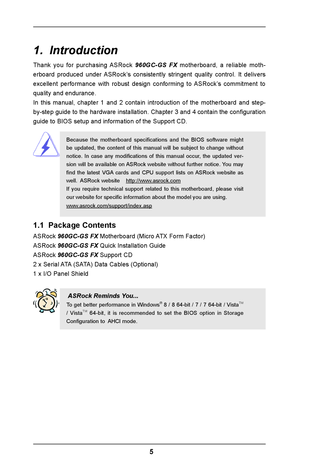 ASRock 960GC-GS FX manual Introduction, Package Contents 