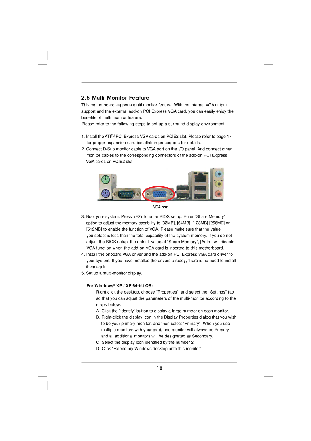 ASRock 960GM-S3 FX manual Multi Monitor Feature, For Windows XP / XP 64-bit OS 