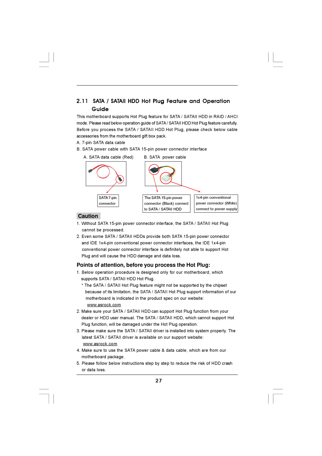 ASRock 960GM-S3 FX manual Sata / Sataii HDD Hot Plug Feature and Operation Guide 