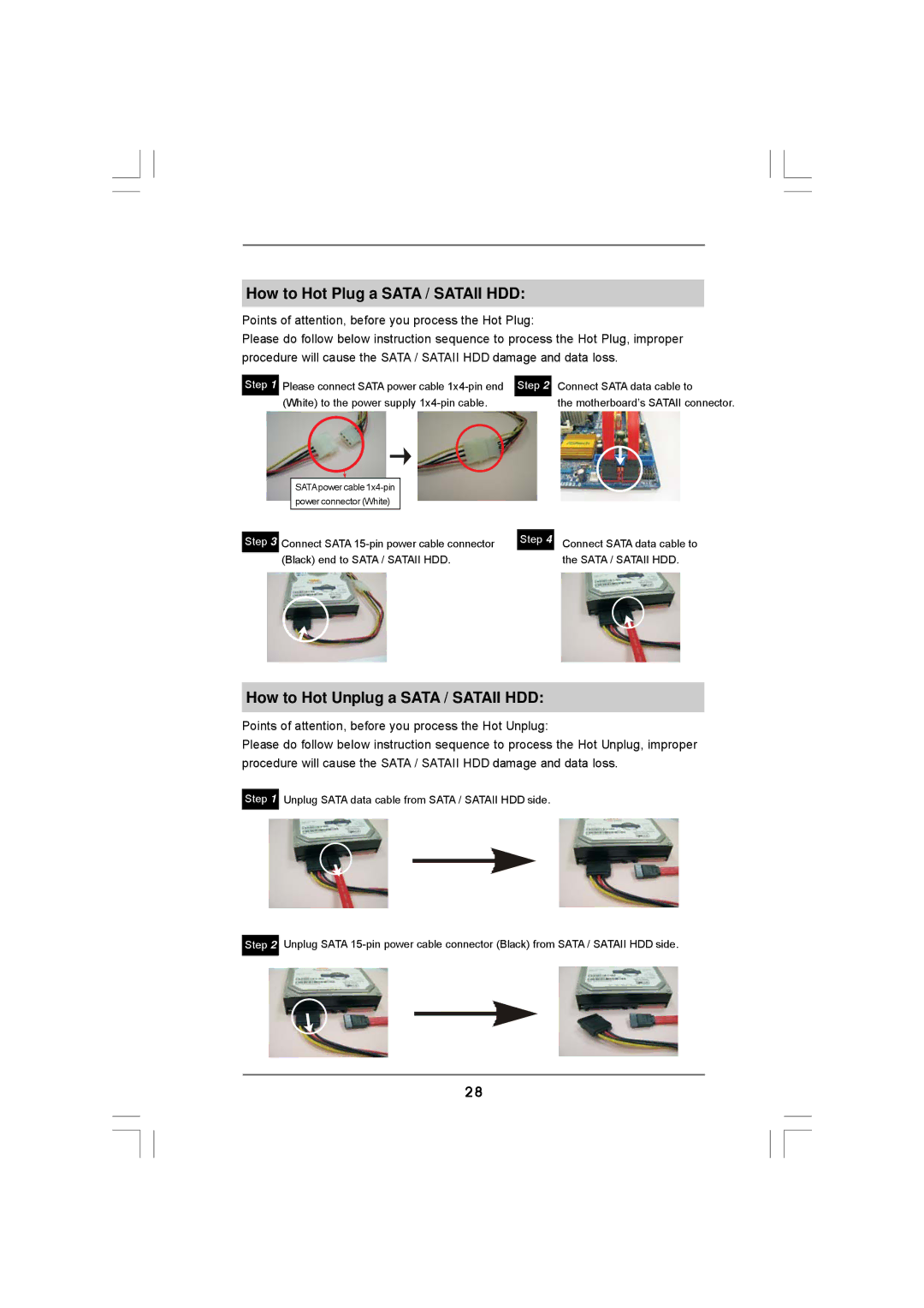 ASRock 960GM-S3 FX manual How to Hot Plug a Sata / Sataii HDD, How to Hot Unplug a Sata / Sataii HDD 