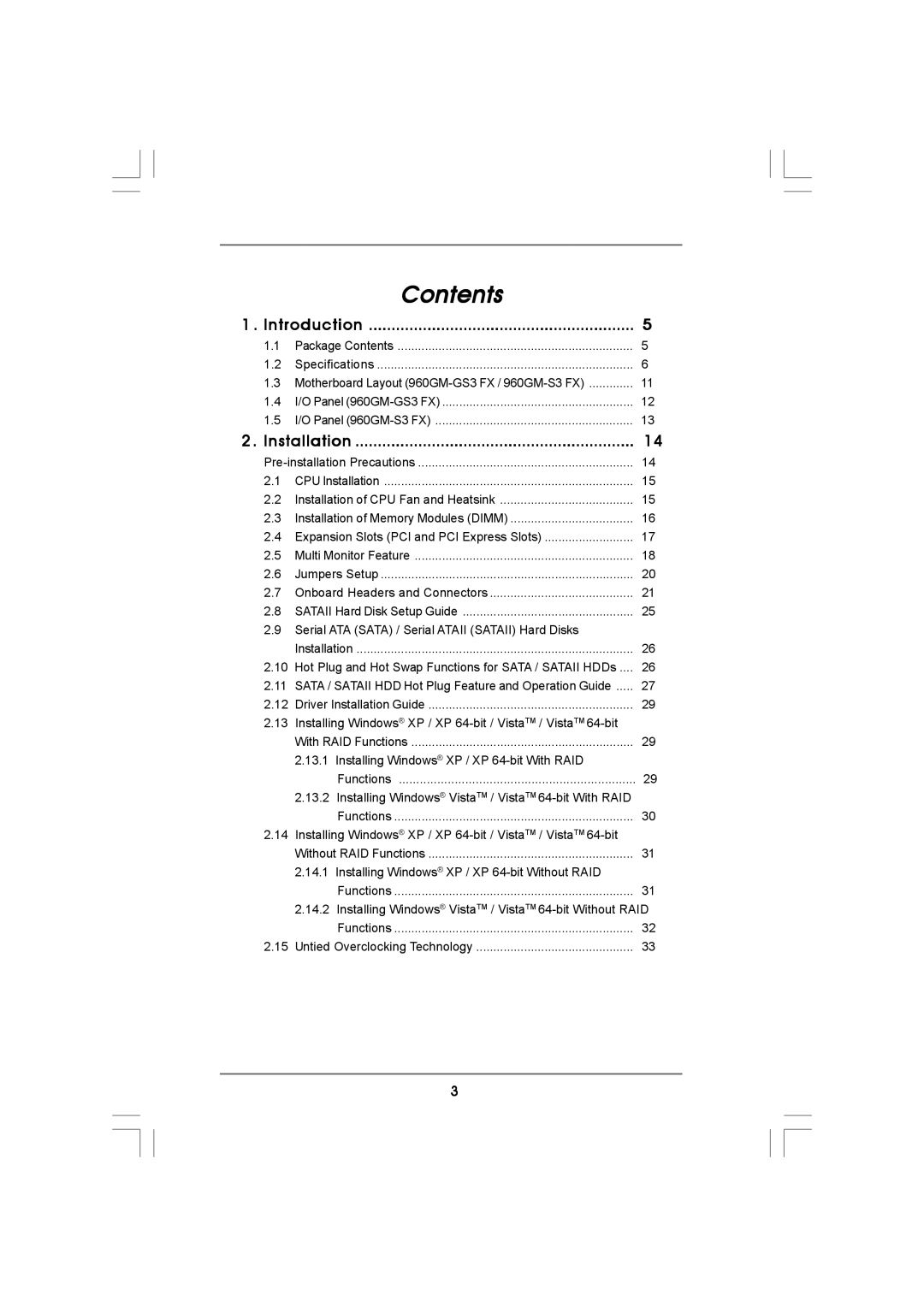 ASRock 960GM-S3 FX manual Contents 