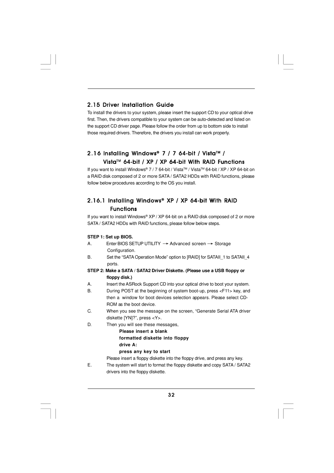 ASRock 960GM/U3S3 FX manual Driver Installation Guide, Installing Windows XP / XP 64-bit With RAID Functions, Set up Bios 