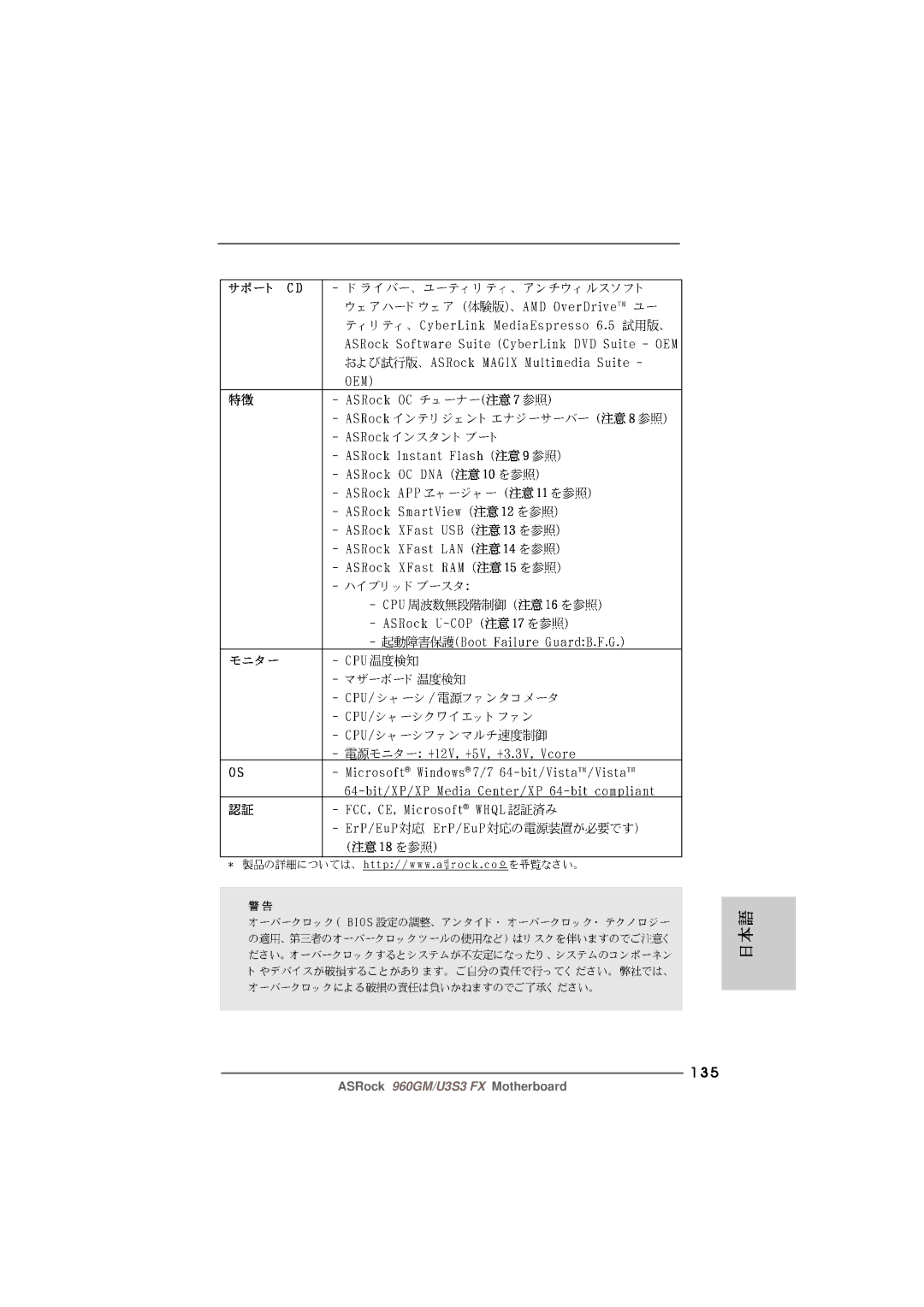 ASRock 960GM/U3S3 FX manual 135 