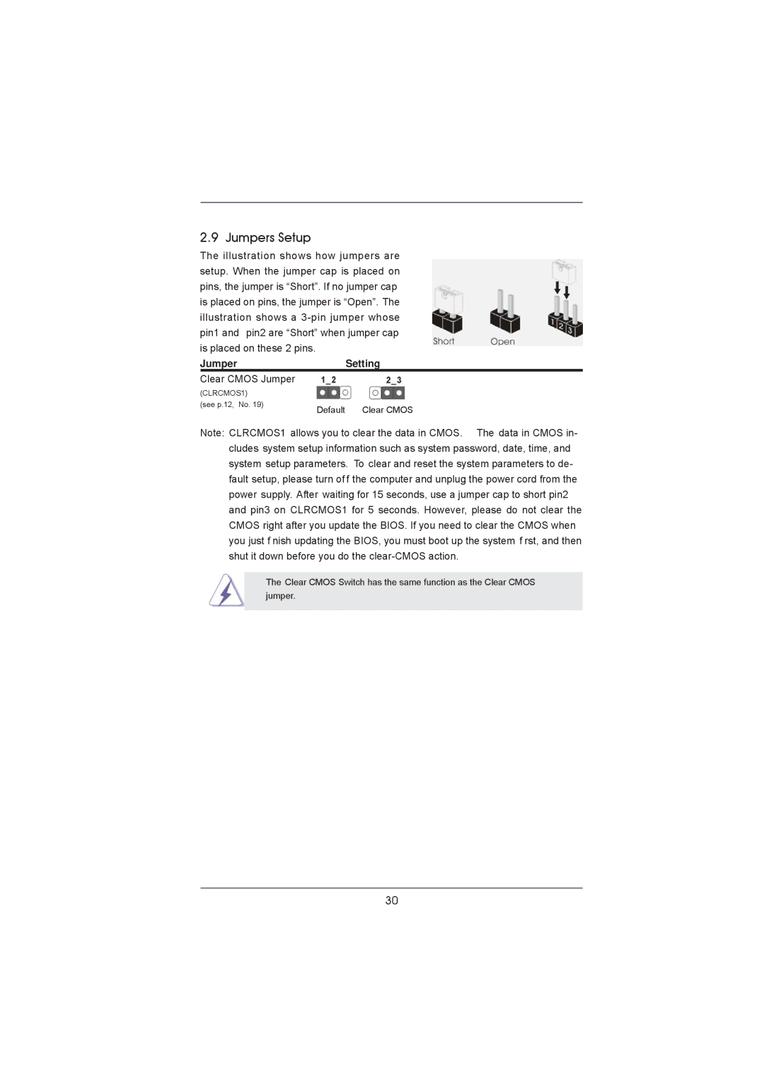 ASRock 970 Extreme4 manual Jumpers Setup, Jumper Setting, Clear Cmos Jumper 