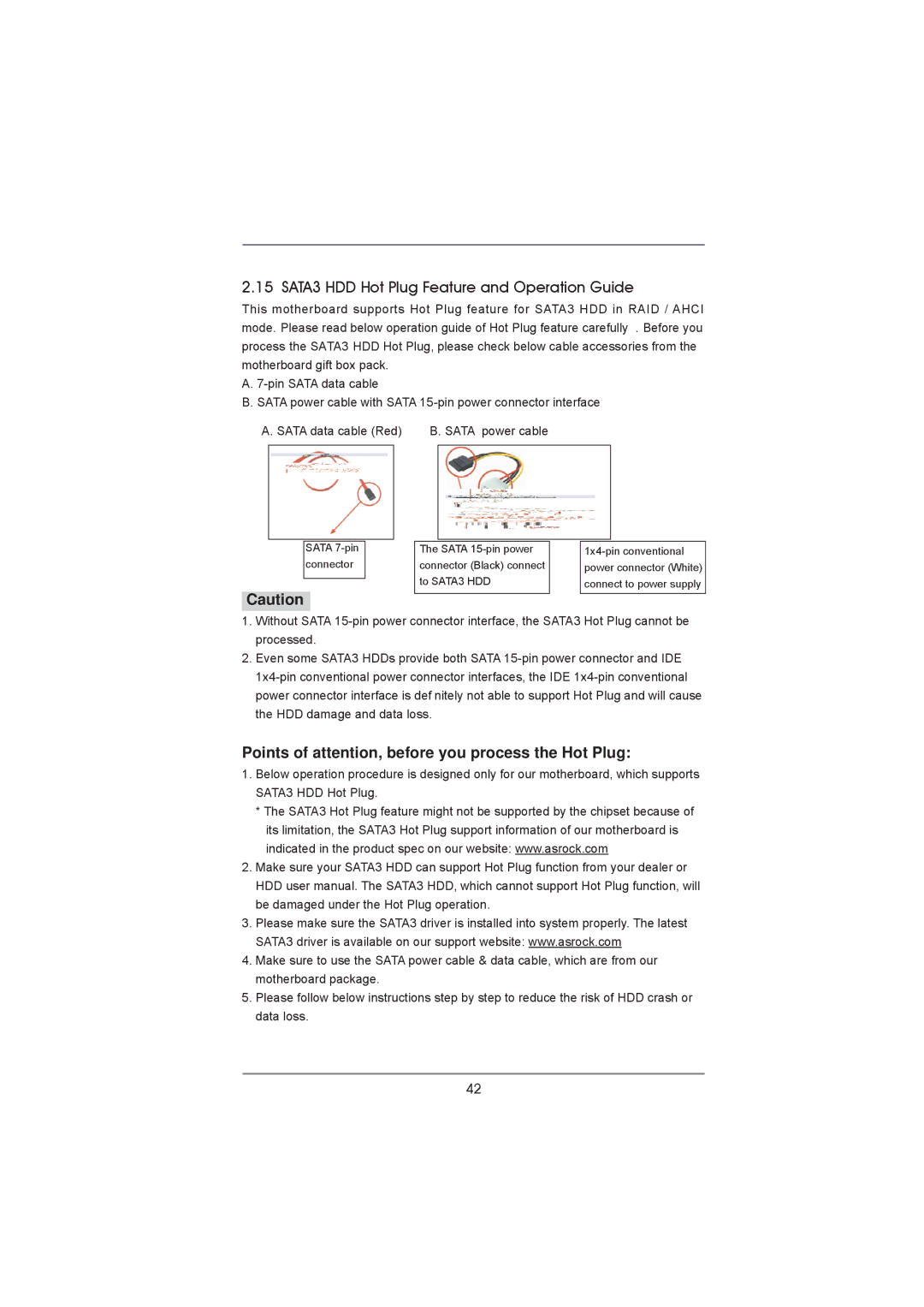 ASRock 970 Extreme4 SATA3 HDD Hot Plug Feature and Operation Guide, Points of attention, before you process the Hot Plug 