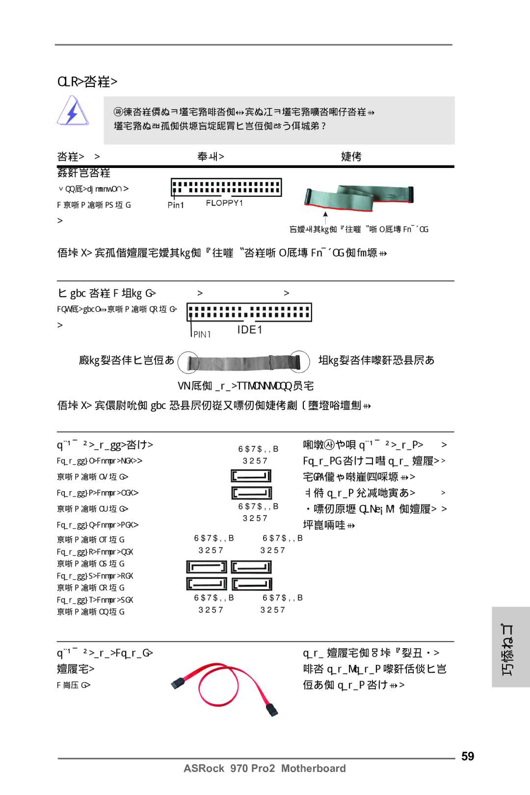 ASRock 970 Pro2 磁碟機接頭, 注意 請確保數據線標紅色的一邊插入接頭第 1 針腳 Pin1 的位置。 IDE 接頭 黑色, 藍色端接到主機板上黑色端接到硬碟驅動器上, 線作為內部儲存設置。, 目前 SATA2 界面理論上 