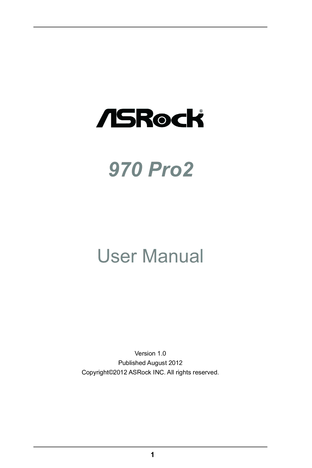 ASRock 970 Pro2 manual 