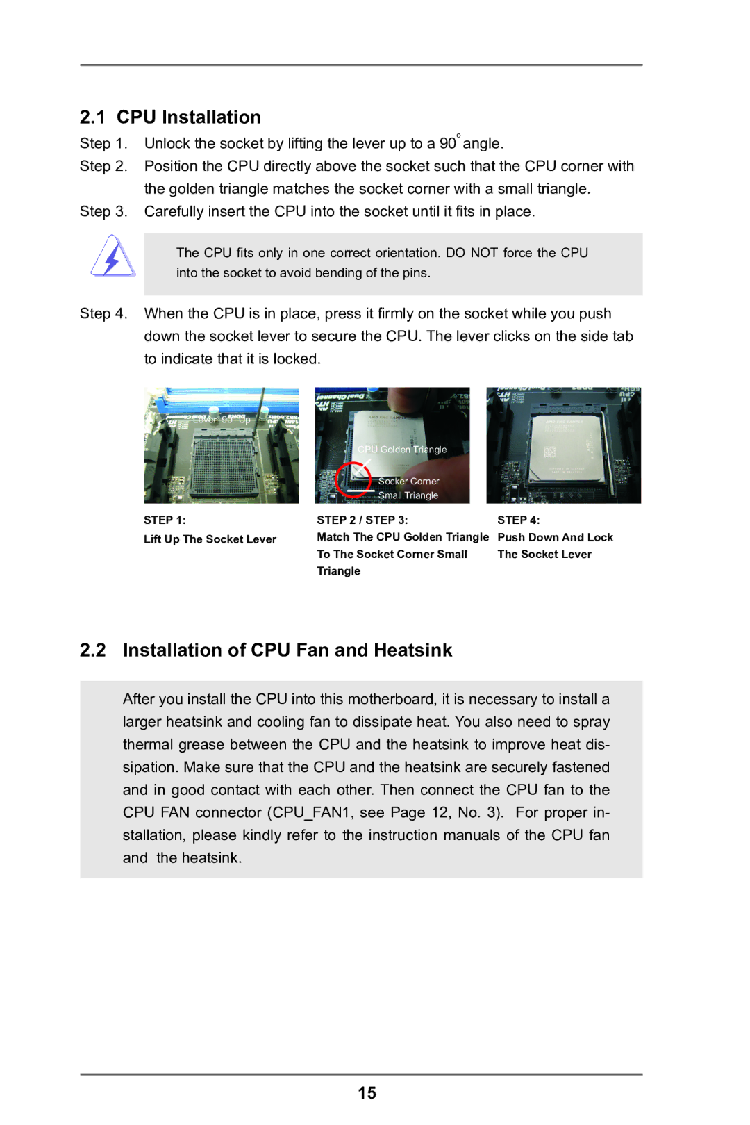 ASRock 970 Pro2 manual CPU Installation, Installation of CPU Fan and Heatsink 