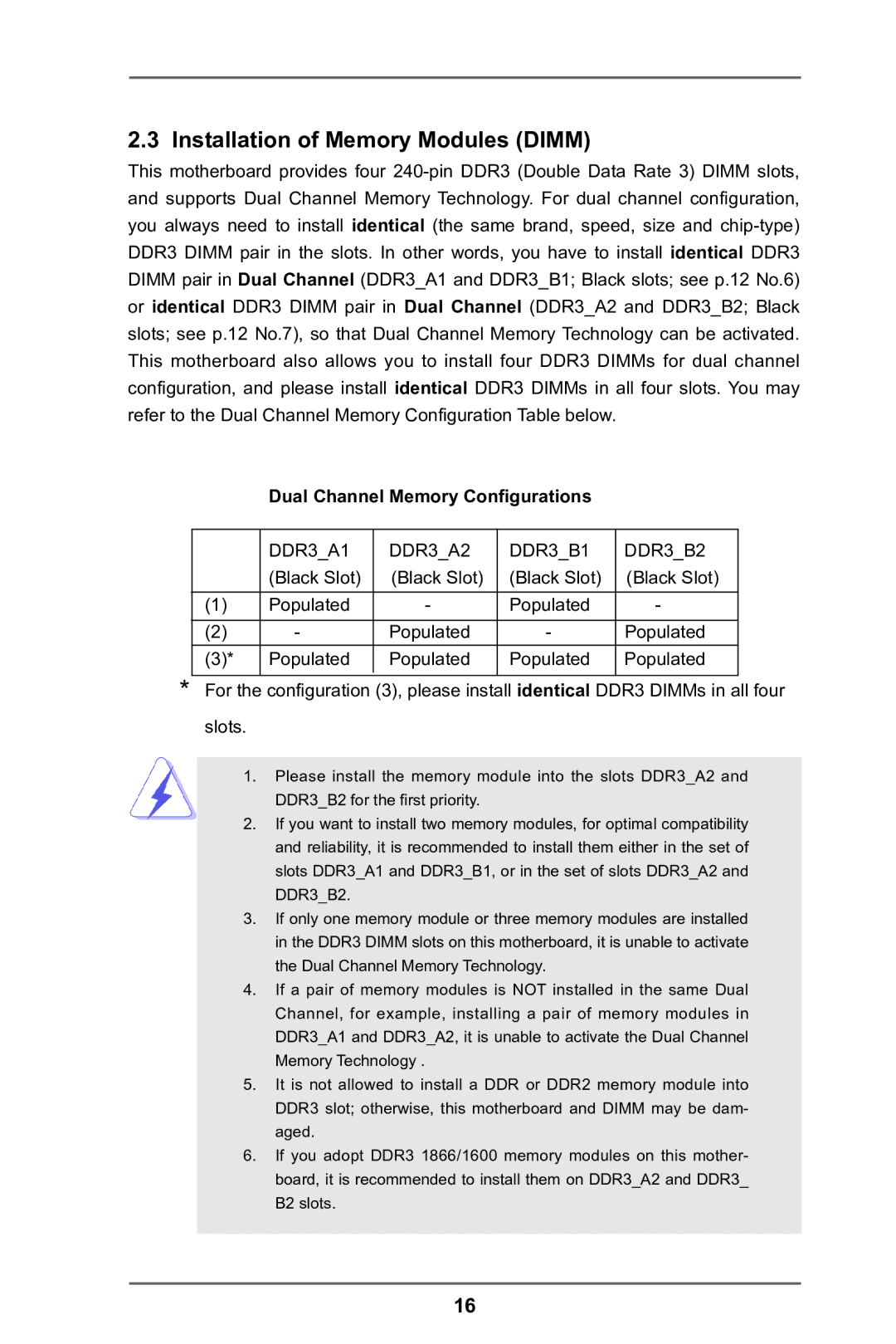 ASRock 970 Pro2 manual Installation of Memory Modules Dimm, Dual Channel Memory Configurations 