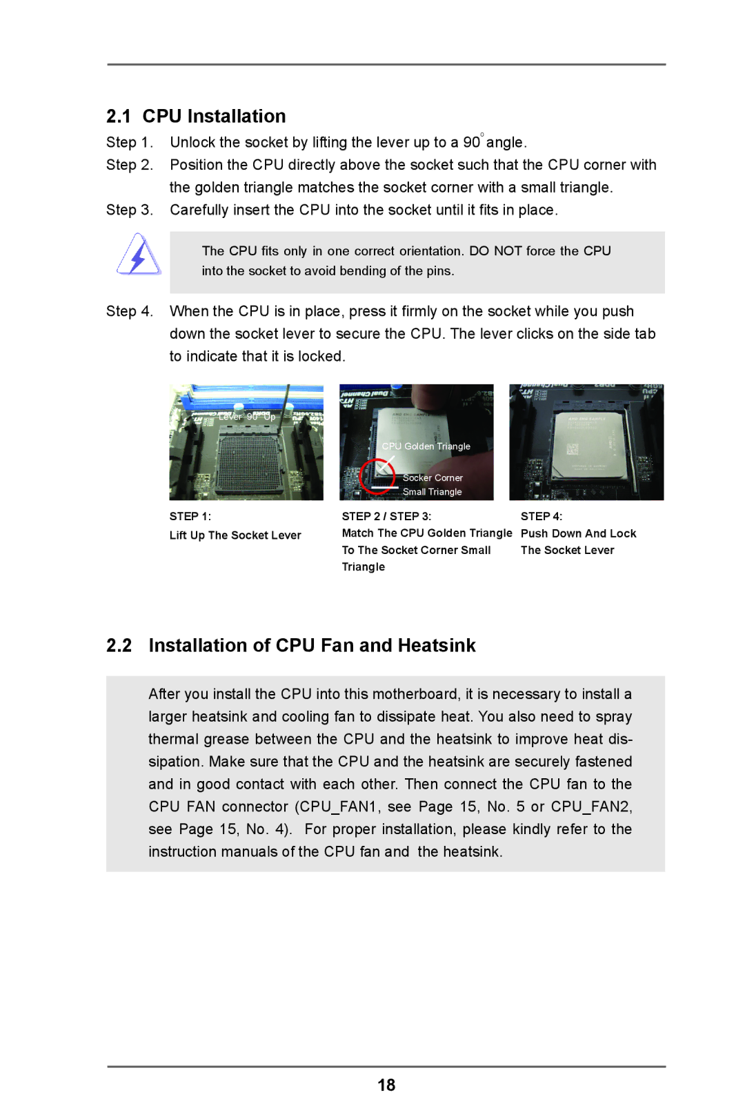 ASRock 970 Pro3 R2.0 manual CPU Installation, Installation of CPU Fan and Heatsink 