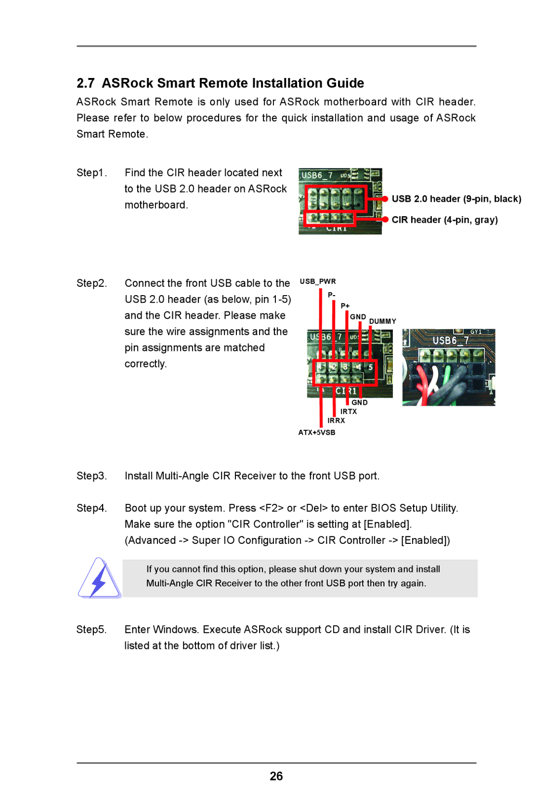 ASRock 970 Pro3 R2.0 manual ASRock Smart Remote Installation Guide, Advanced Super IO Configuration CIR Controller Enabled 