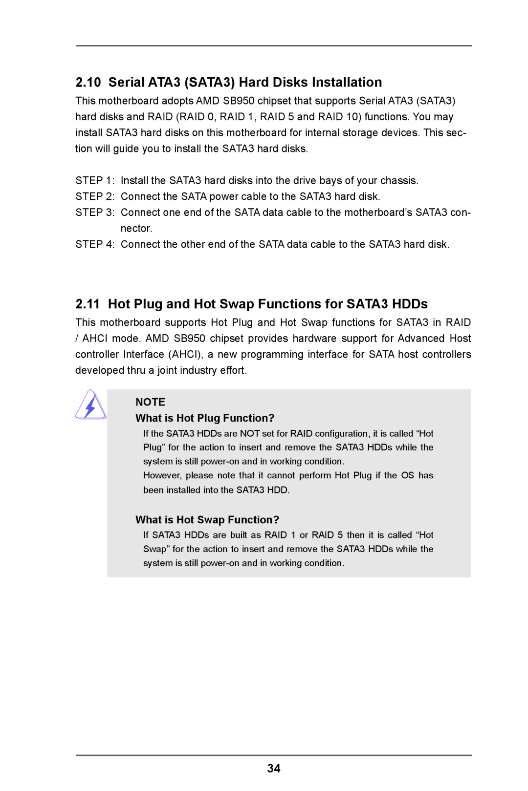 ASRock 970 Pro3 R2.0 manual Serial ATA3 SATA3 Hard Disks Installation, Hot Plug and Hot Swap Functions for SATA3 HDDs 