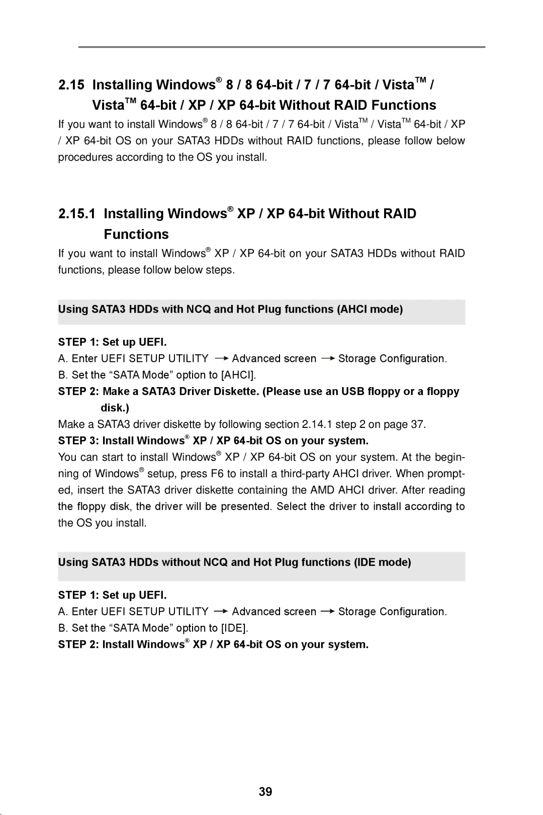 ASRock 970 Pro3 R2.0 manual Installing Windows XP / XP 64-bit Without RAID Functions 