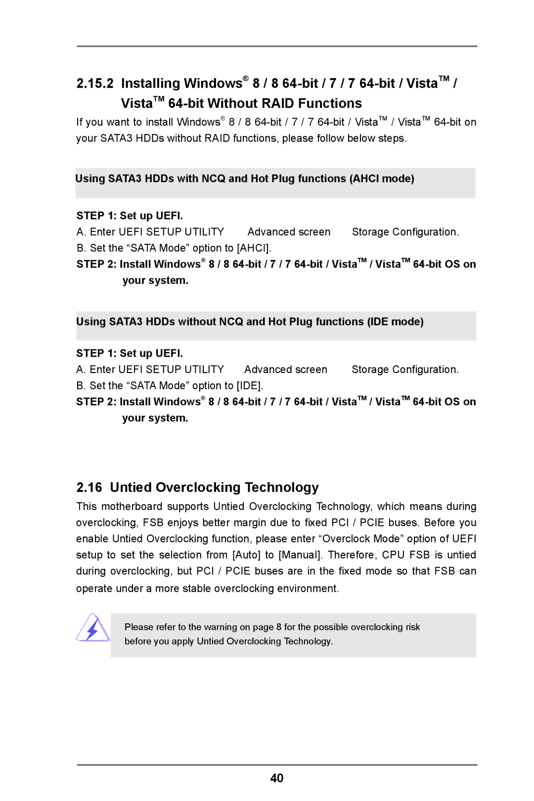 ASRock 970 Pro3 R2.0 manual Untied Overclocking Technology 