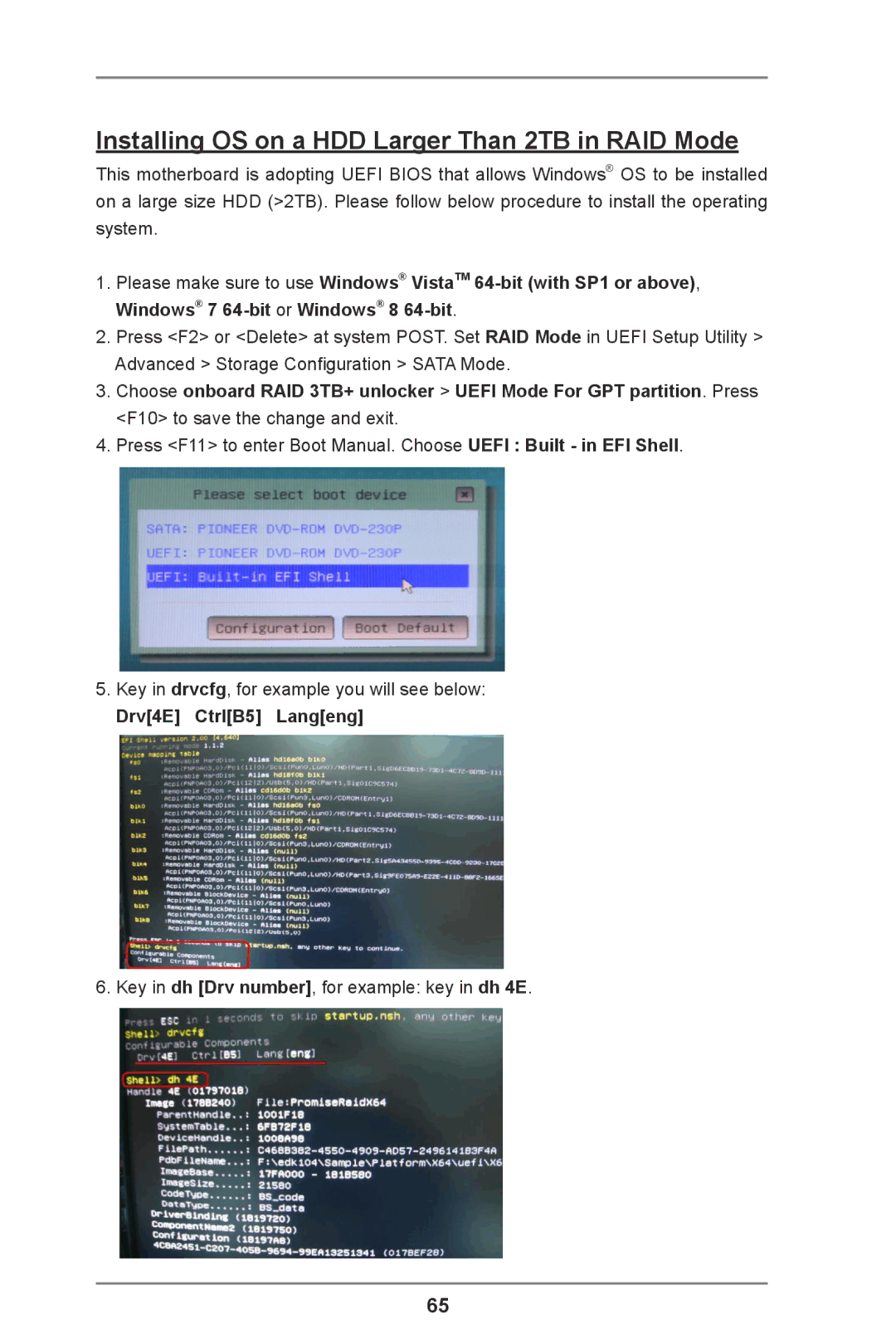 ASRock 970 Pro3 R2.0 manual Installing OS on a HDD Larger Than 2TB in RAID Mode, Drv4E CtrlB5 Langeng 