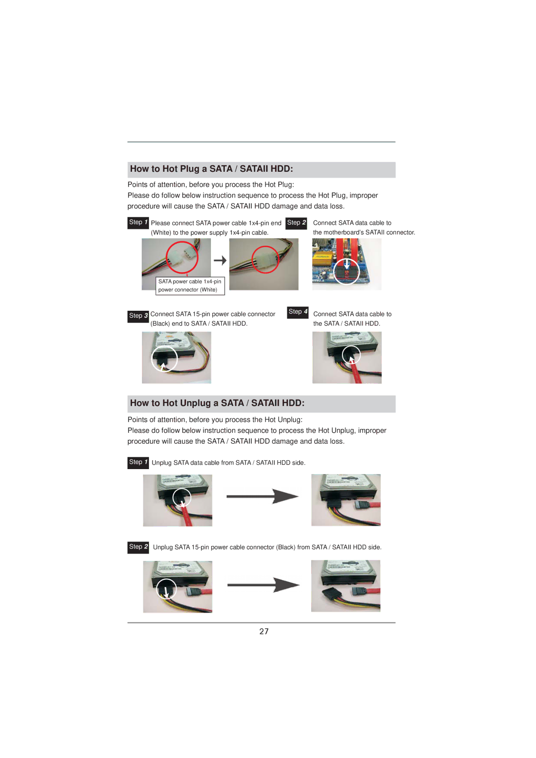 ASRock 970DE3/U3S3 manual How to Hot Plug a Sata / Sataii HDD 