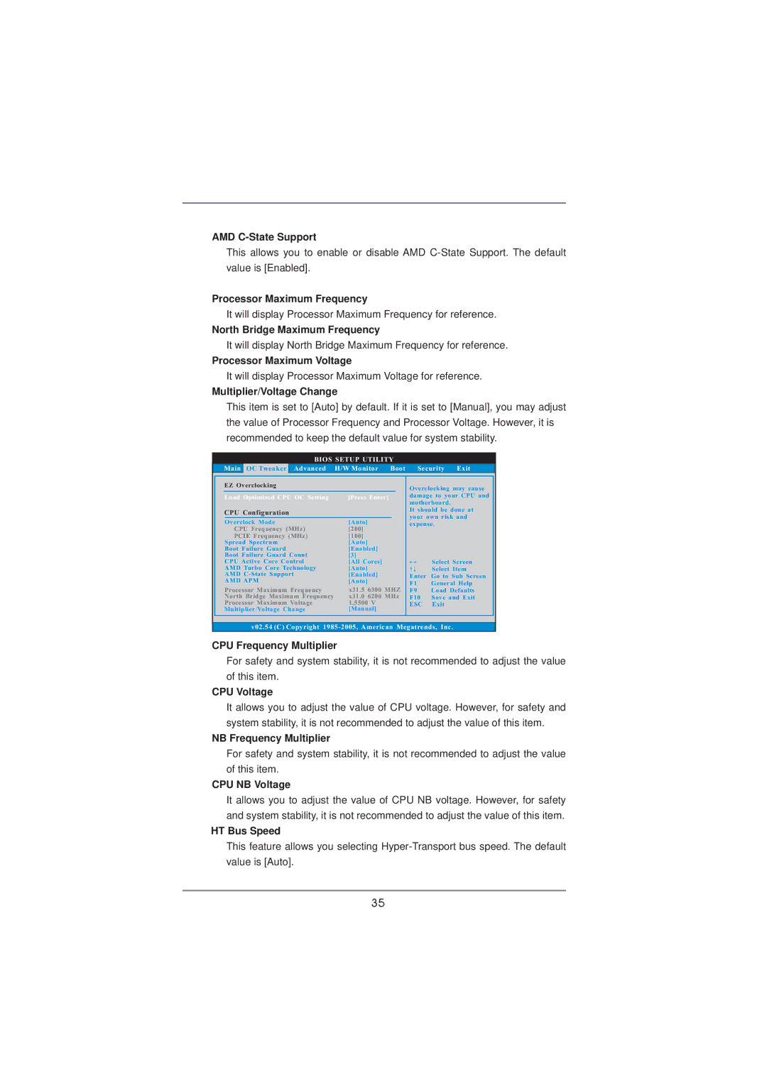 ASRock 970DE3/U3S3 manual AMD C-State Support, Processor Maximum Frequency, North Bridge Maximum Frequency, CPU Voltage 