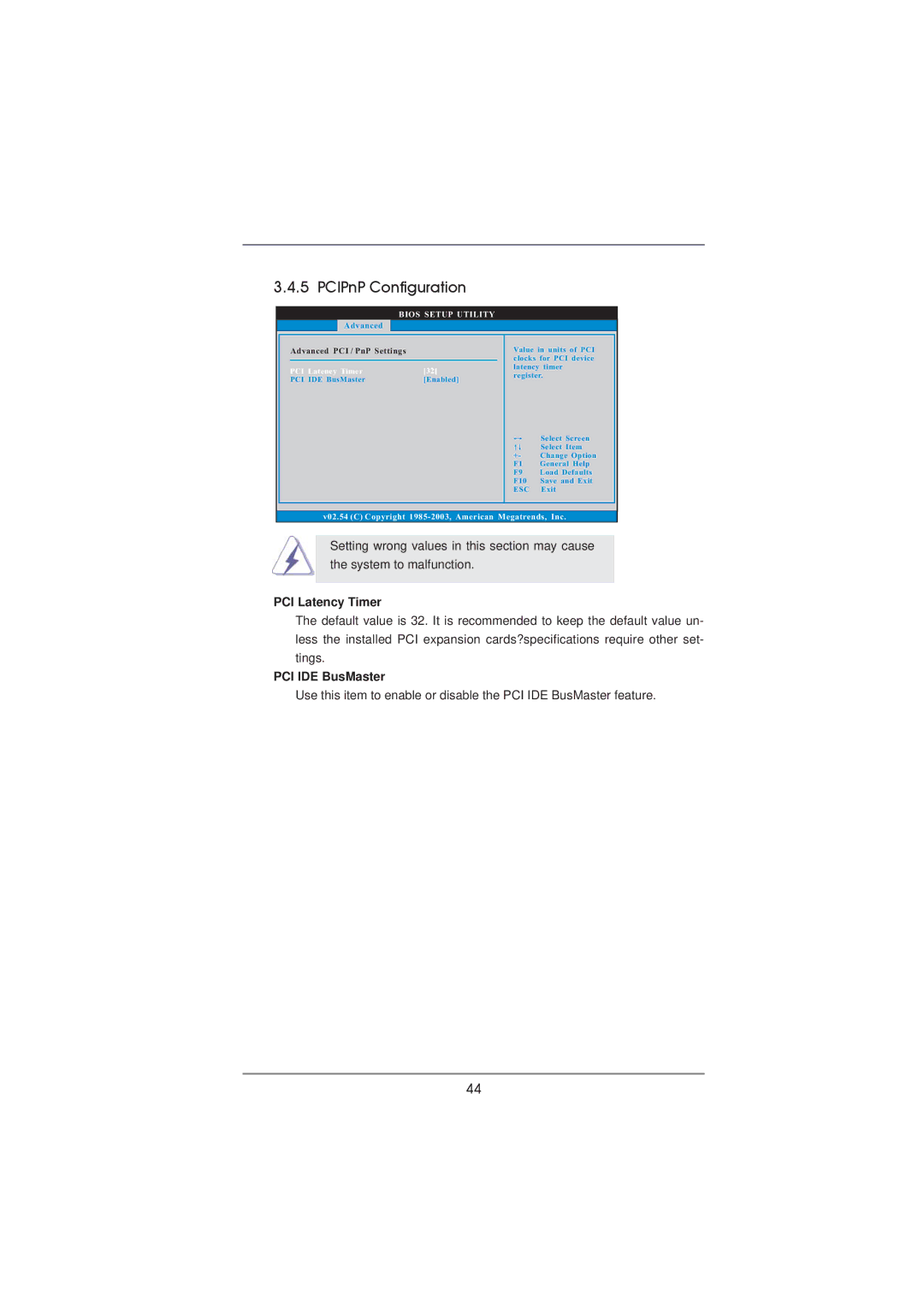 ASRock 970DE3/U3S3 manual PCIPnP Configuration, PCI Latency Timer, PCI IDE BusMaster 