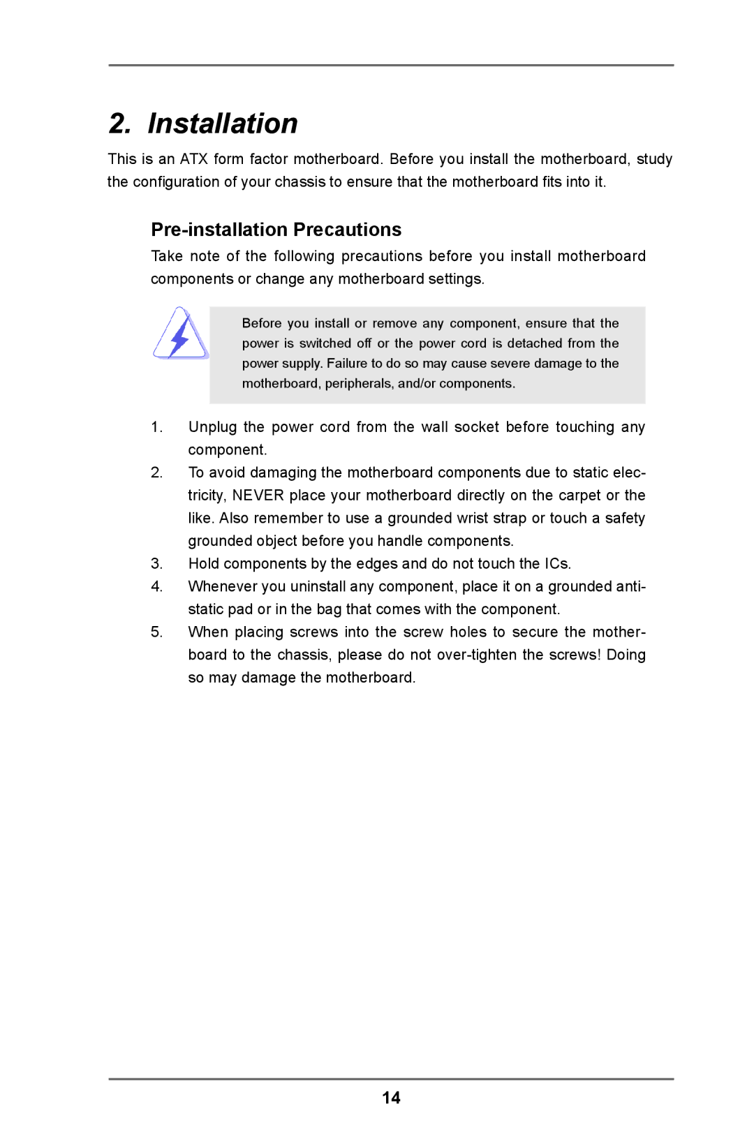 ASRock 980DE3/U3S3 manual Installation, Pre-installation Precautions 