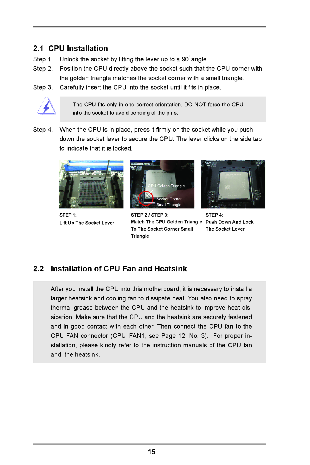 ASRock 980DE3/U3S3 manual CPU Installation, Installation of CPU Fan and Heatsink 