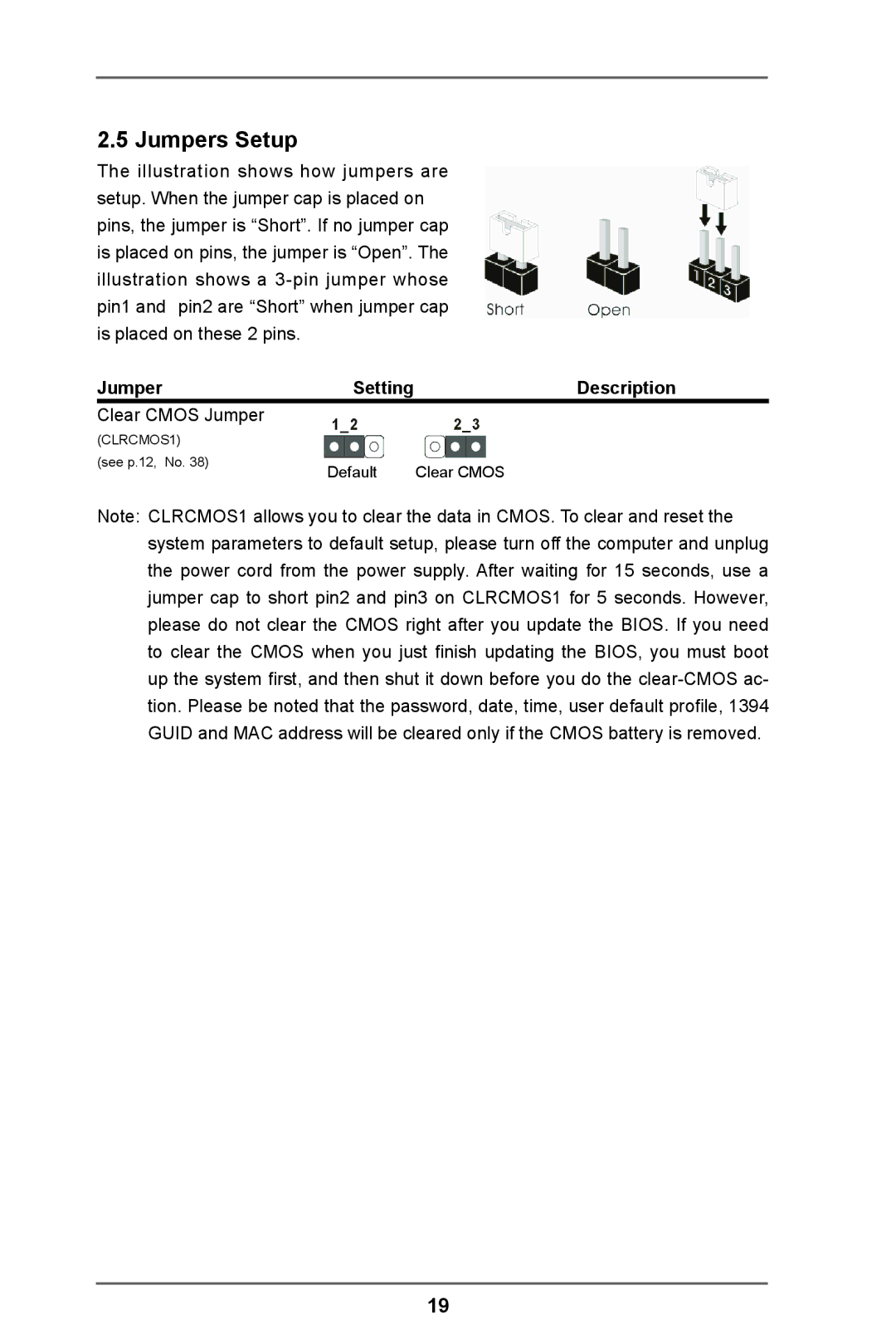 ASRock 980DE3/U3S3 manual Jumpers Setup, Description 