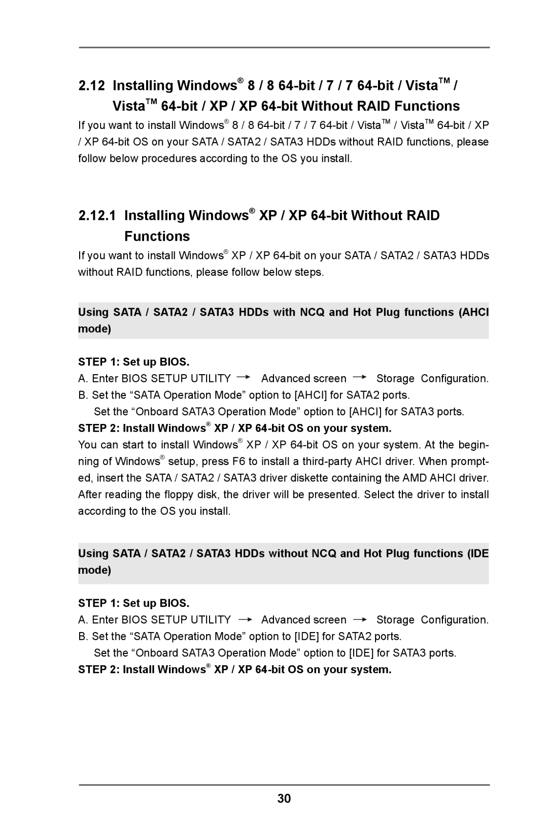 ASRock 980DE3/U3S3 manual Installing Windows XP / XP 64-bit Without RAID Functions 