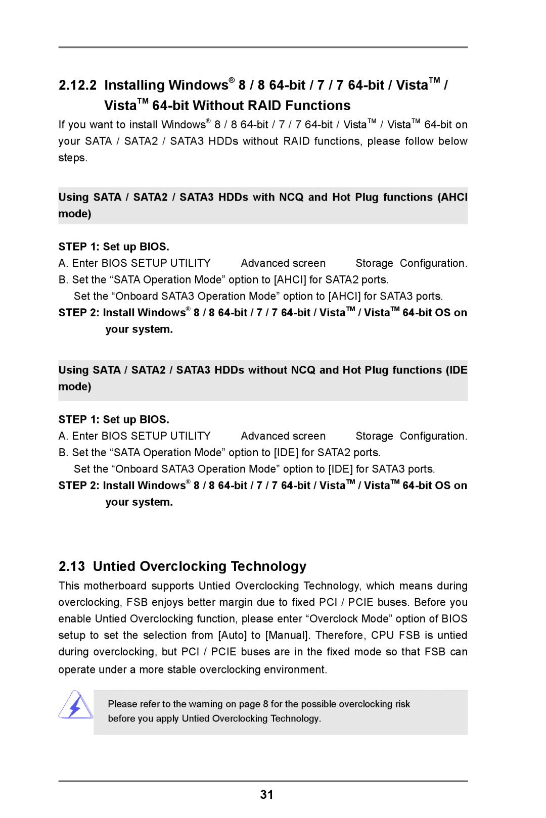 ASRock 980DE3/U3S3 manual Untied Overclocking Technology 