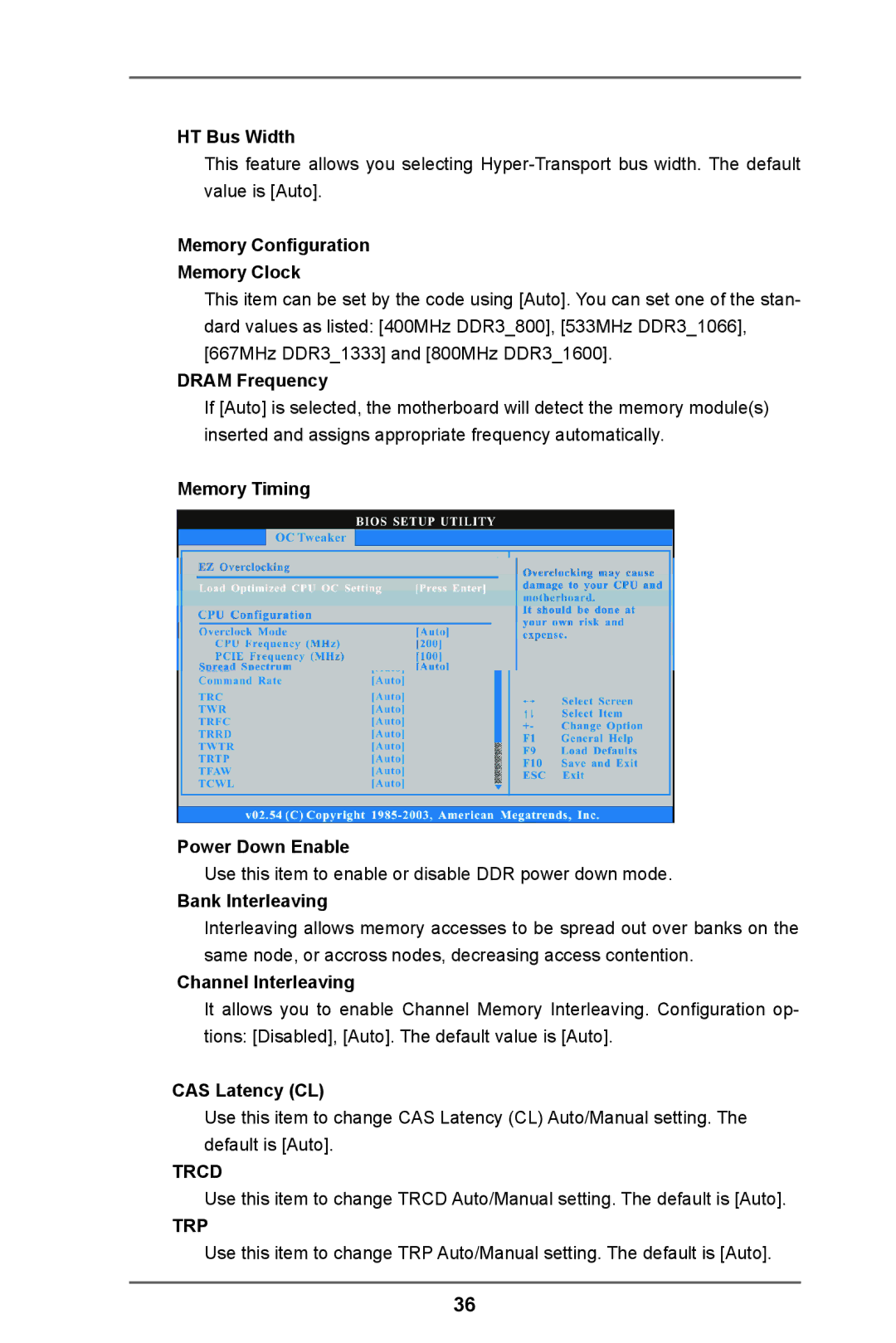 ASRock 980DE3/U3S3 manual HT Bus Width, Memory Configuration Memory Clock, Dram Frequency, Memory Timing Power Down Enable 