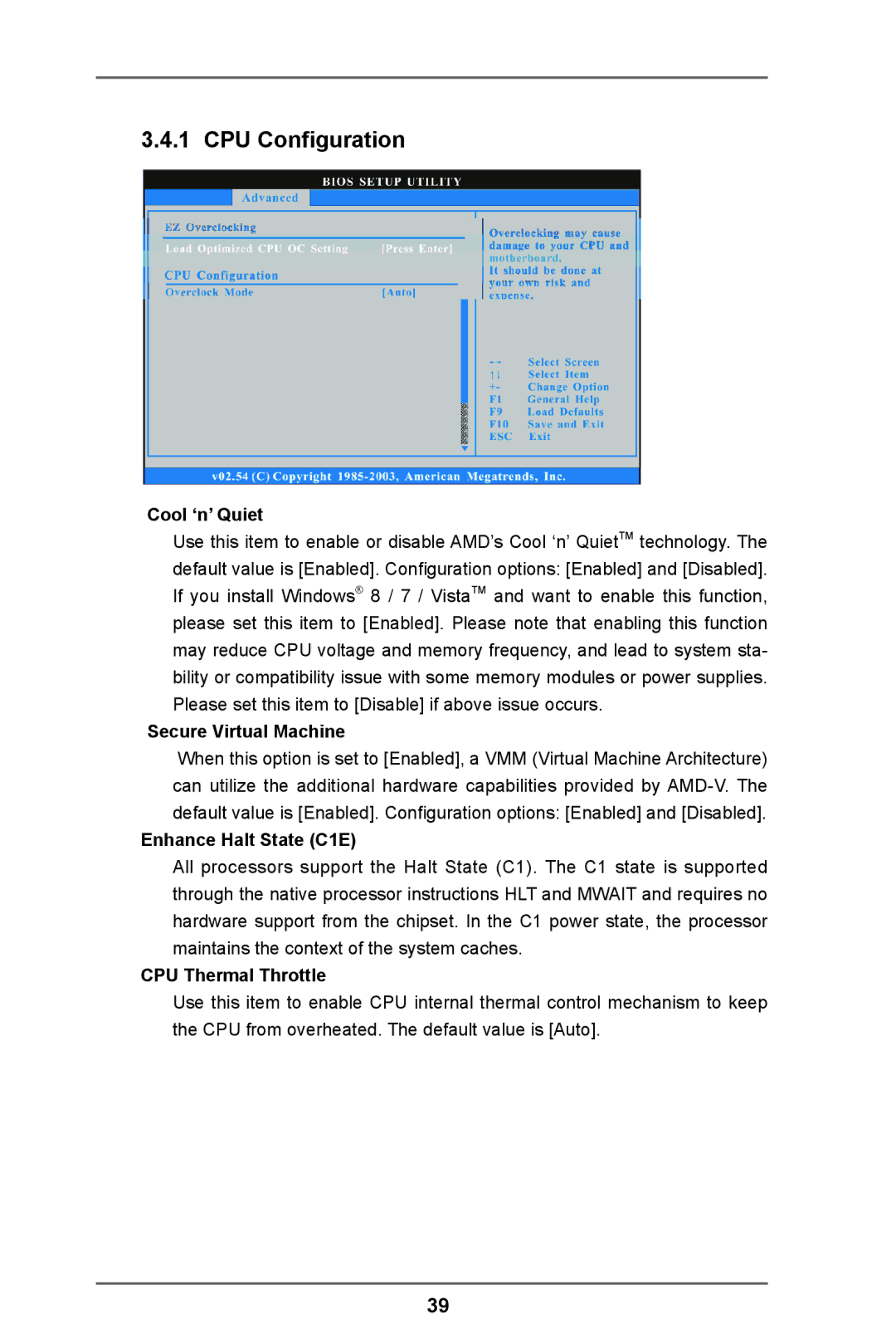 ASRock 980DE3/U3S3 CPU Configuration, Cool ‘n’ Quiet, Secure Virtual Machine, Enhance Halt State C1E, CPU Thermal Throttle 