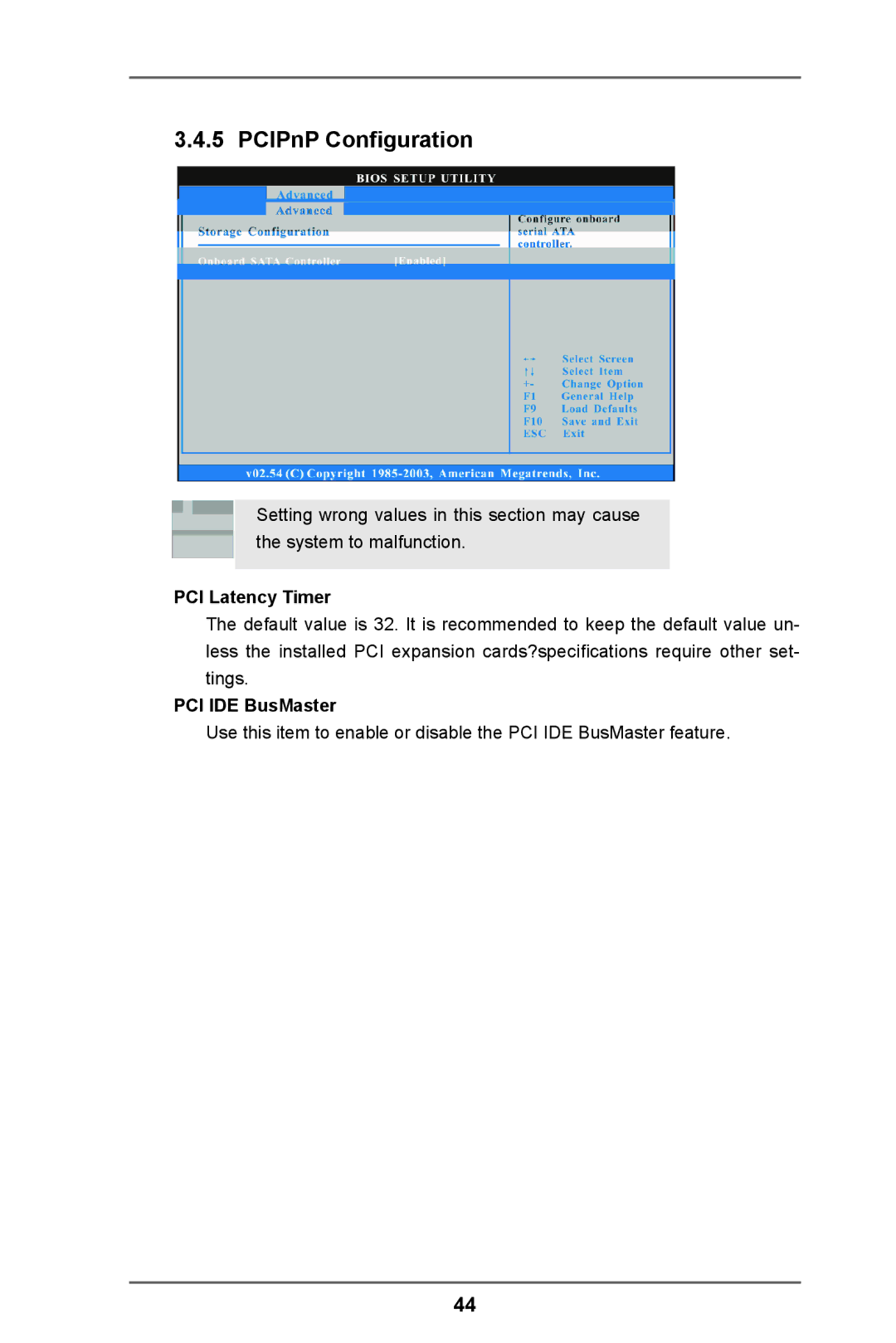 ASRock 980DE3/U3S3 manual PCIPnP Configuration, PCI Latency Timer, PCI IDE BusMaster 