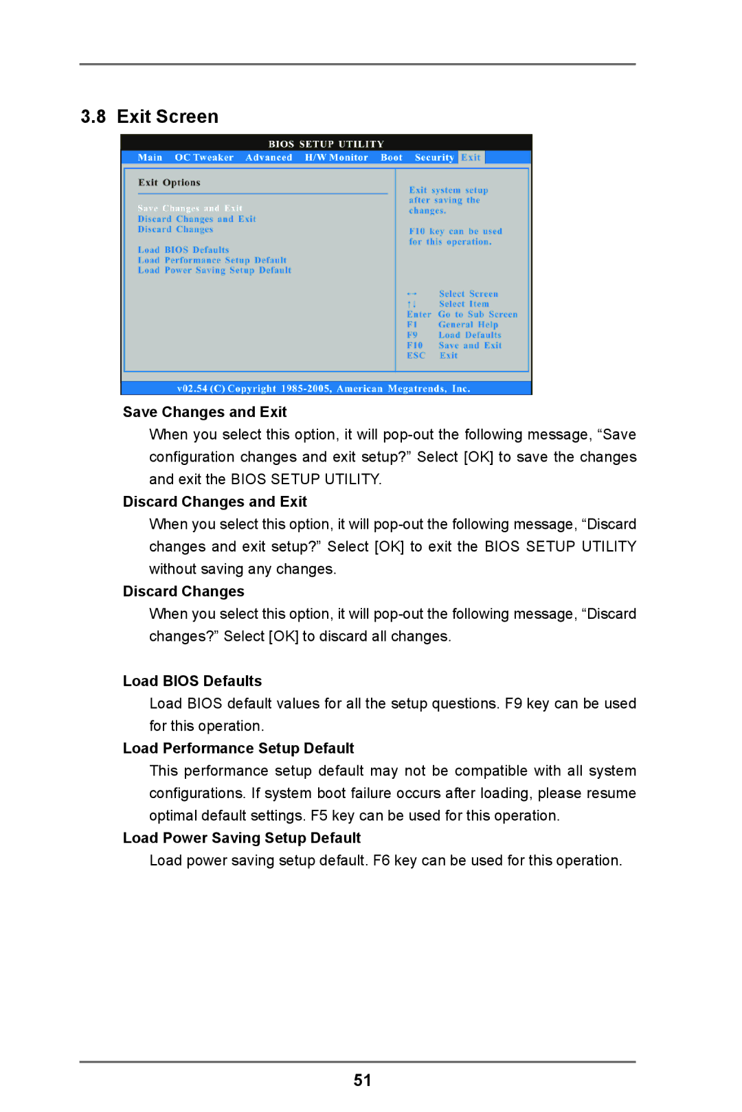 ASRock 980DE3/U3S3 manual Exit Screen 