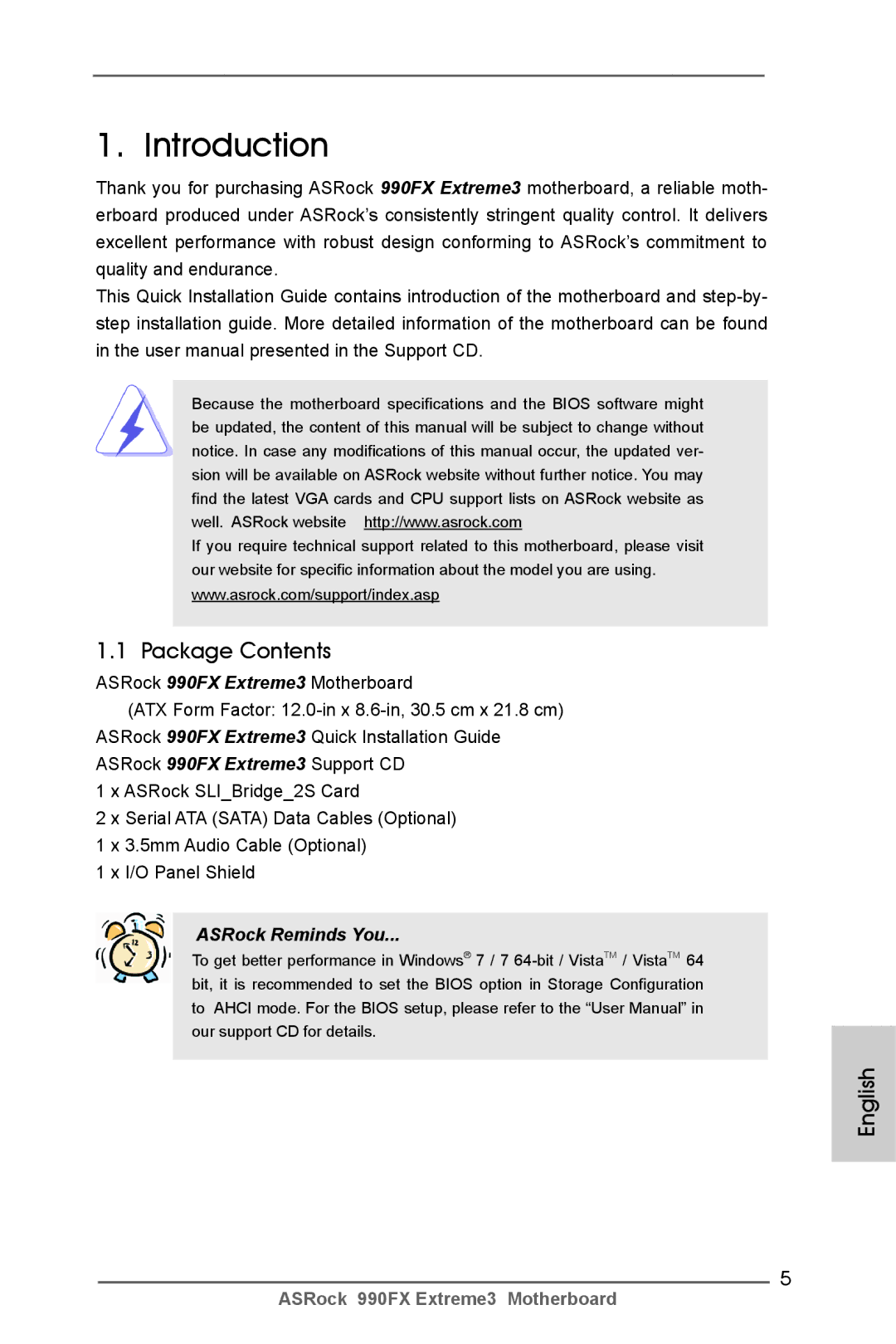 ASRock 990FX Extreme3 manual Introduction, Package Contents 