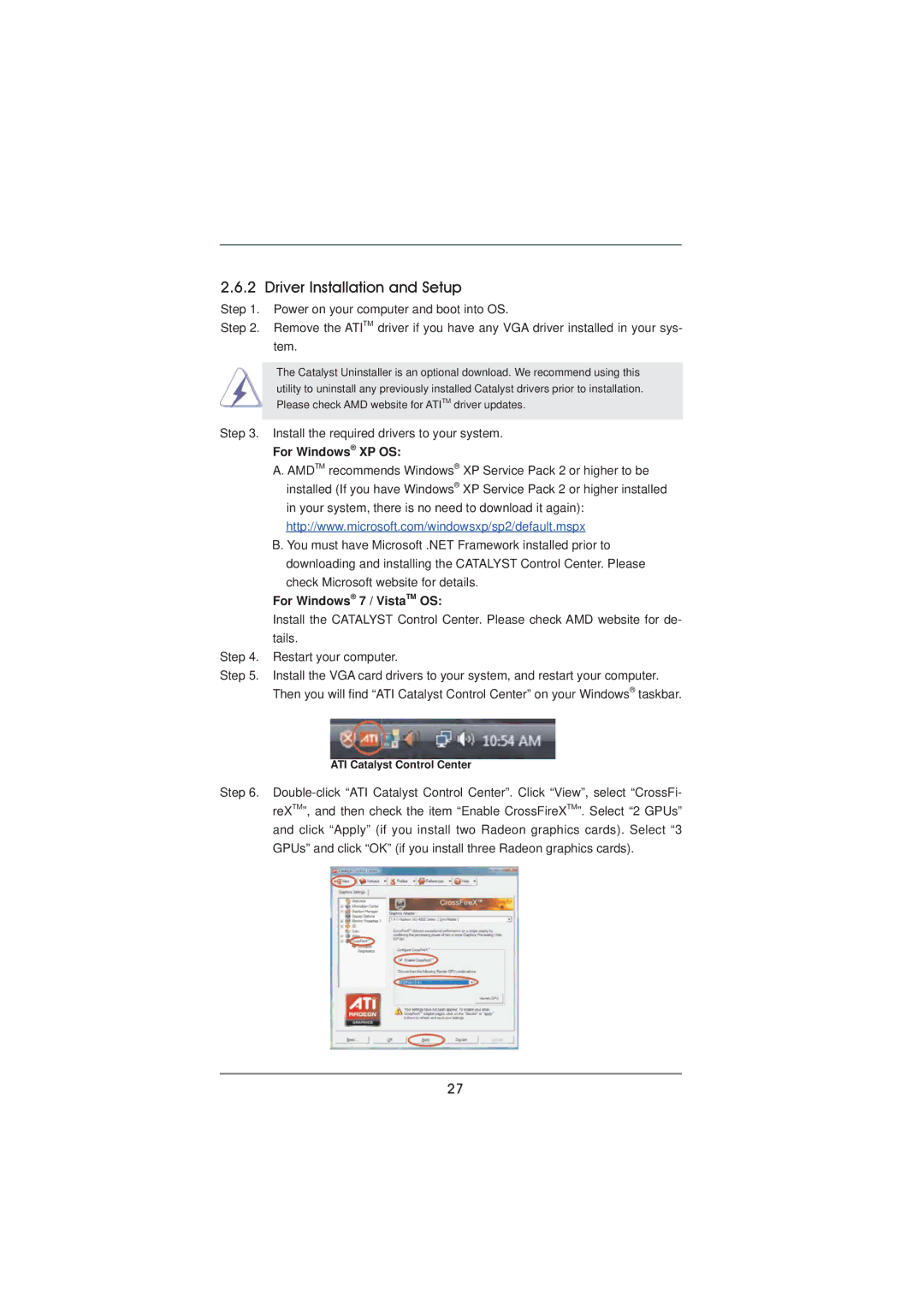 ASRock 990FX Extreme4 manual Install the required drivers to your system, For Windows XP OS, For Windows 7 / VistaTM OS 