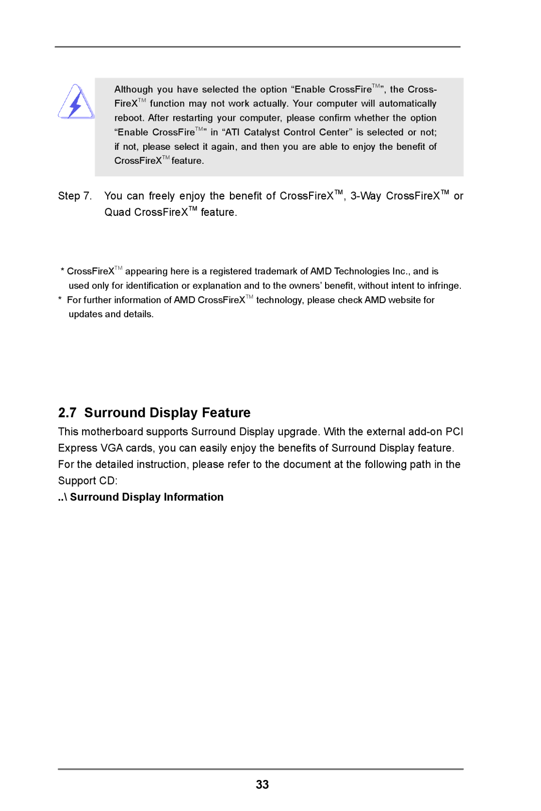 ASRock 990FX Extreme9 manual Surround Display Feature, Surround Display Information 