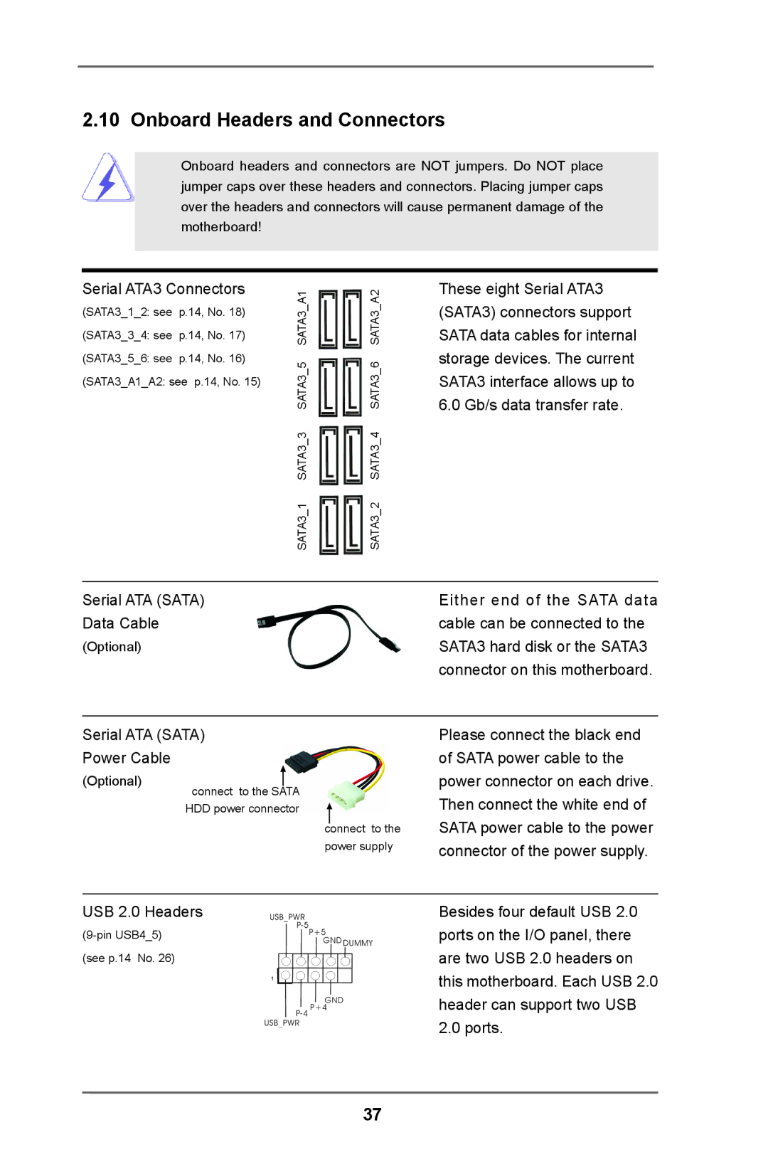 ASRock 990FX Extreme9 manual Onboard Headers and Connectors, Serial ATA Sata Data Cable 