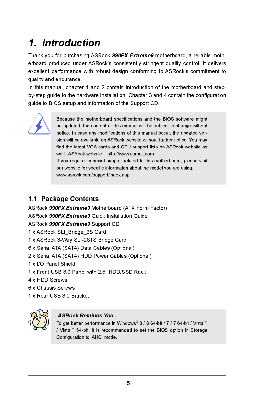 ASRock 990FX Extreme9 manual Introduction, Package Contents 