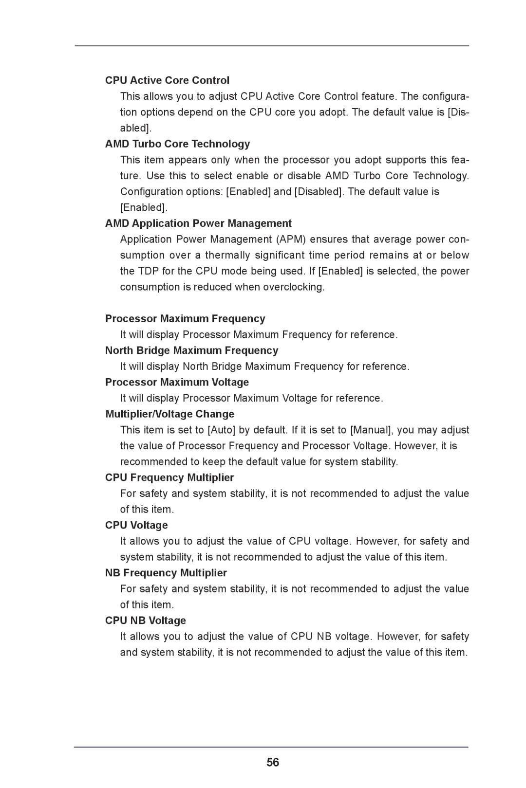 ASRock 990FX Extreme9 CPU Active Core Control, AMD Turbo Core Technology, AMD Application Power Management, CPU Voltage 