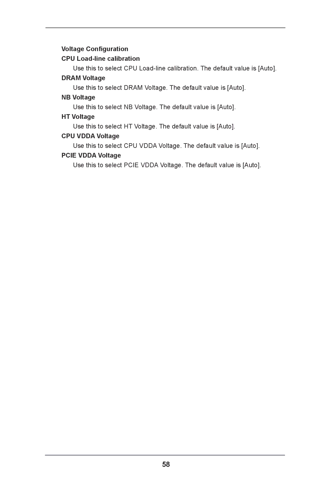 ASRock 990FX Extreme9 manual Voltage Configuration CPU Load-line calibration, Dram Voltage, NB Voltage, HT Voltage 