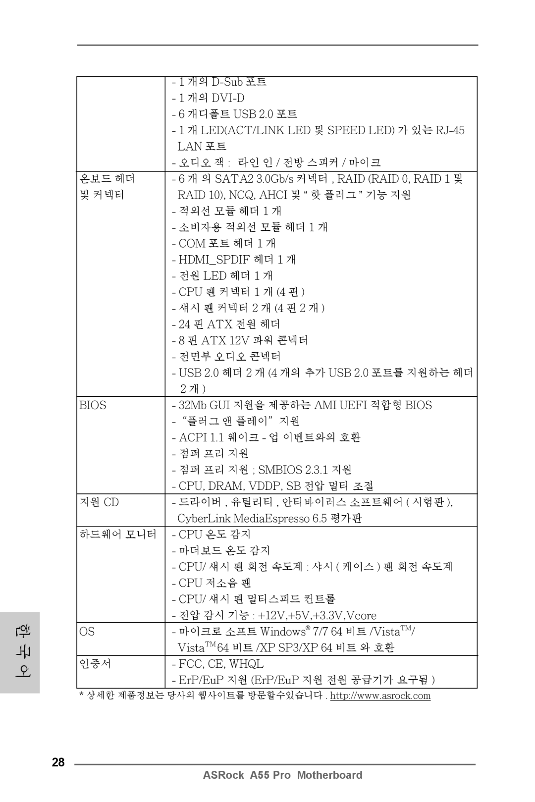 ASRock A55 Pro manual 오디오 잭 라인 인 / 전방 스피커 / 마이크 