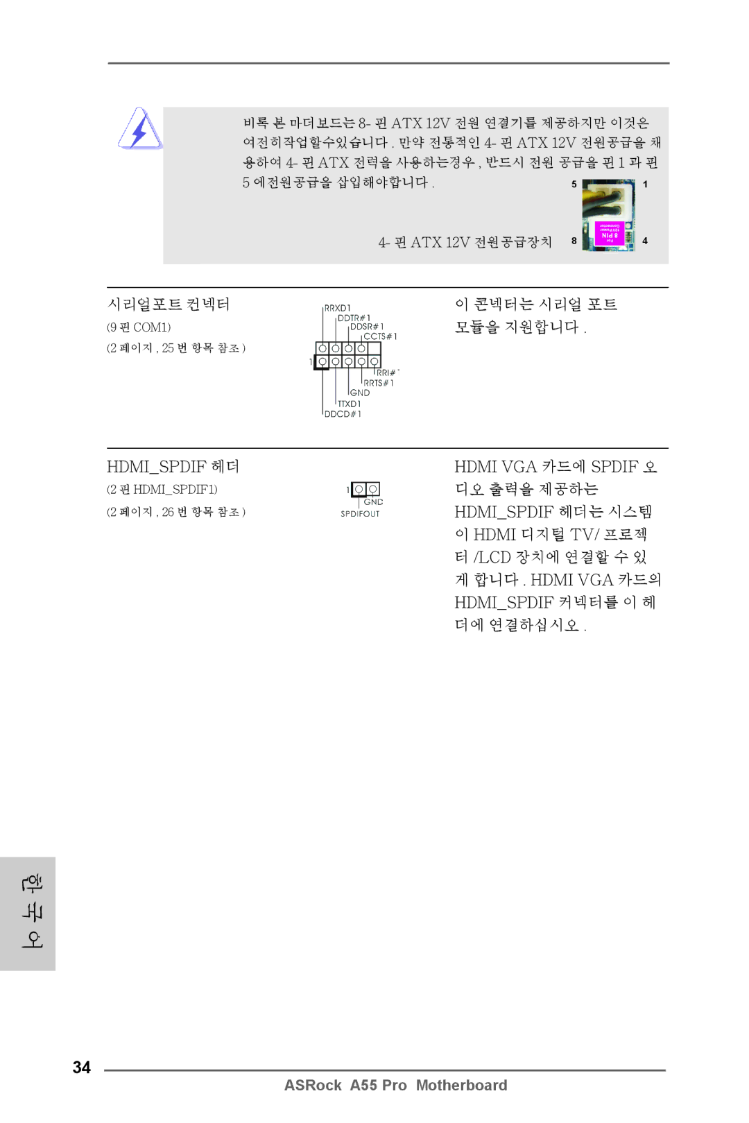 ASRock A55 Pro manual 시리얼포트 컨넥터 