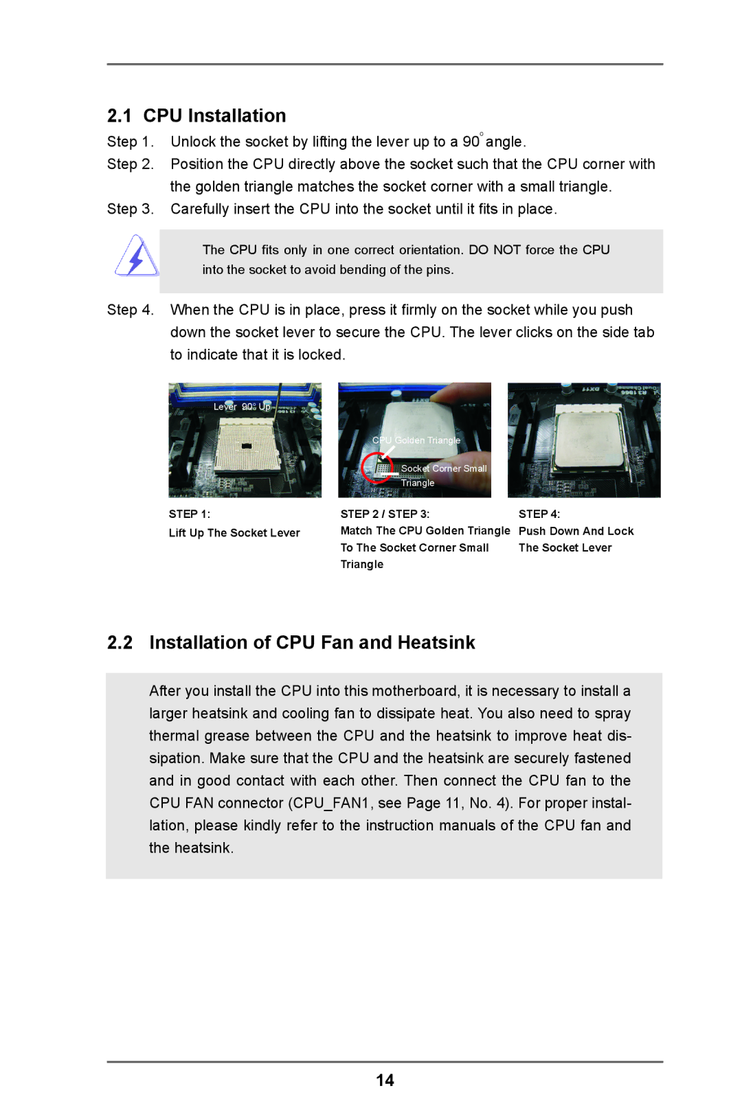 ASRock A55 Pro manual CPU Installation, Installation of CPU Fan and Heatsink 