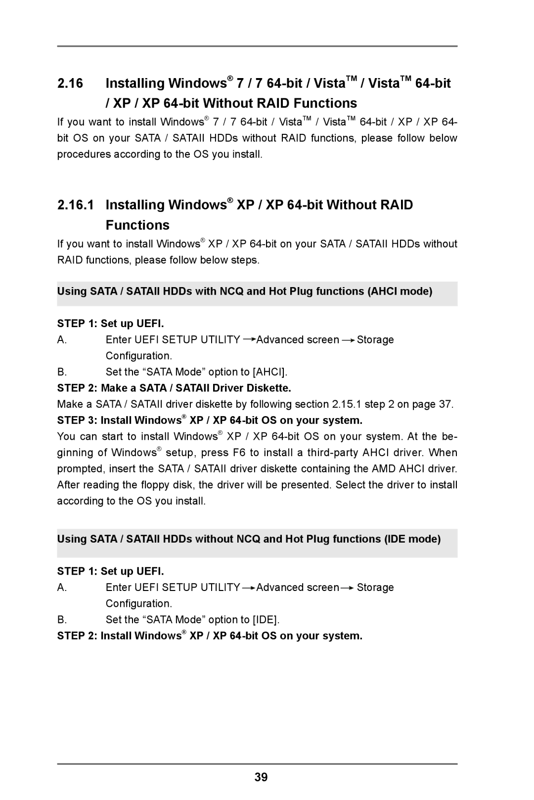 ASRock A55 Pro manual Installing Windows XP / XP 64-bit Without RAID Functions 