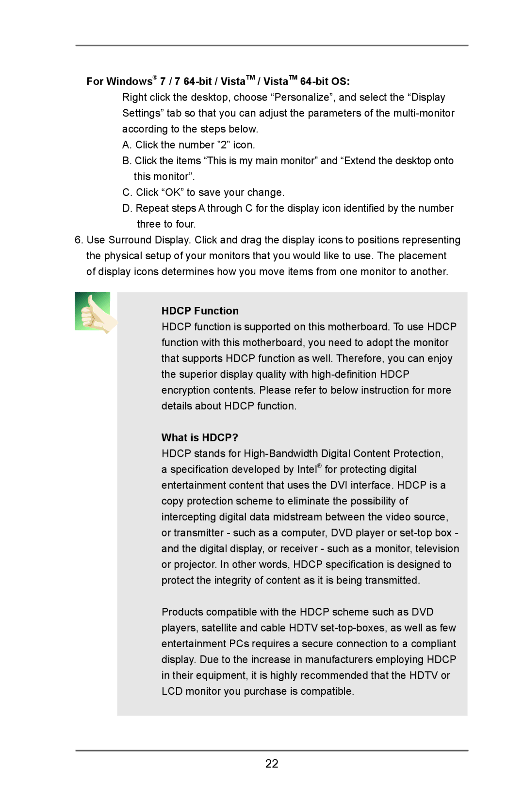 ASRock A55iCafe manual For Windows 7 / 7 64-bit / VistaTM / VistaTM 64-bit OS, Hdcp Function, What is HDCP? 