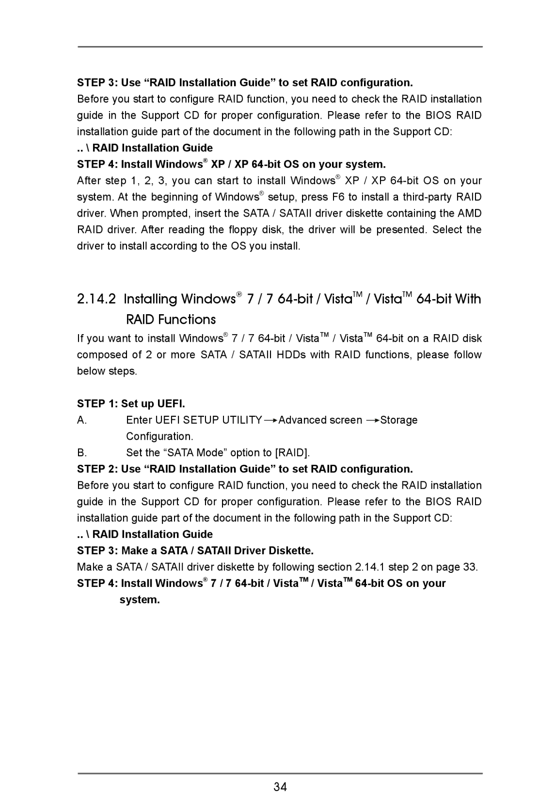 ASRock A55iCafe manual Use RAID Installation Guide to set RAID configuration 