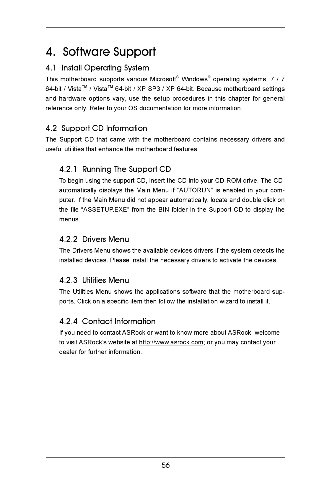 ASRock A55iCafe Install Operating System, Support CD Information, Running The Support CD, Drivers Menu, Utilities Menu 