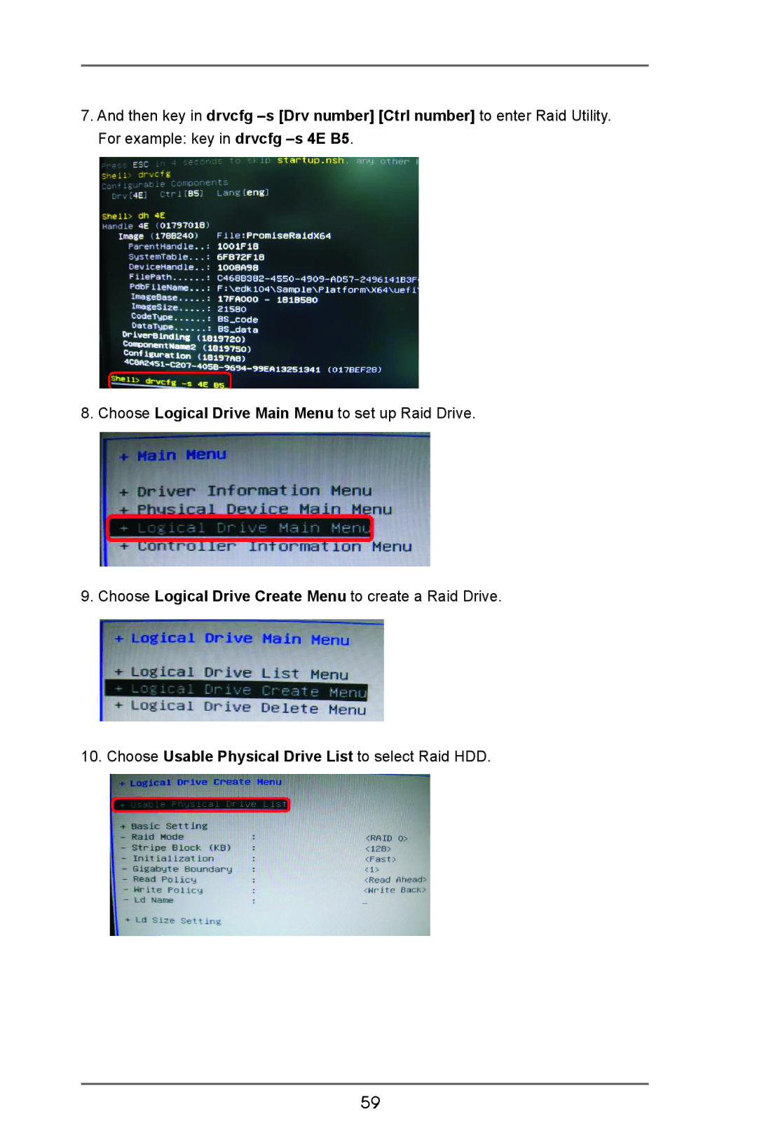 ASRock A55iCafe manual Choose Usable Physical Drive List to select Raid HDD 