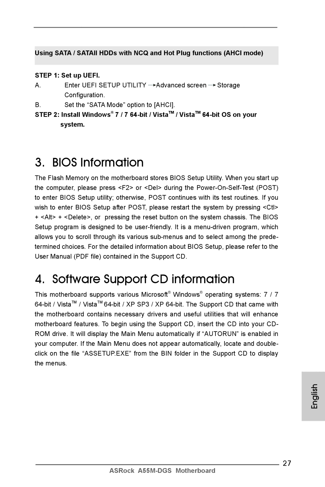 ASRock A55M-DGS manual Bios Information 