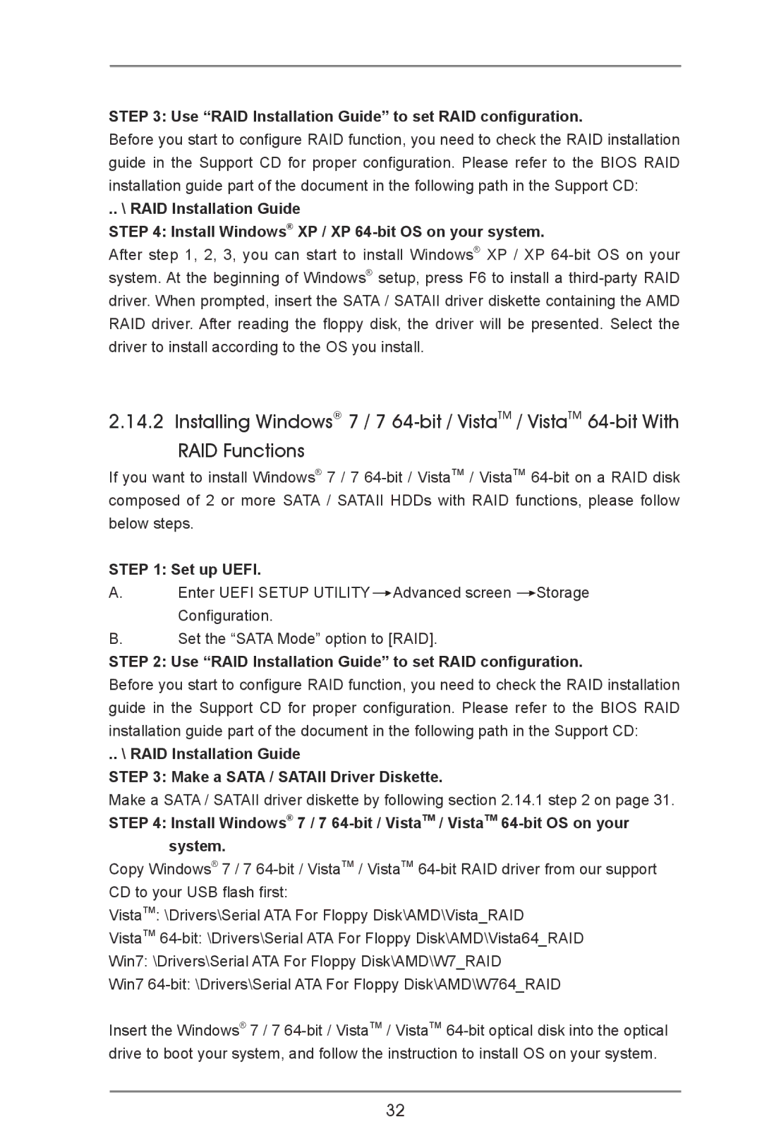 ASRock A55M-VS manual Use RAID Installation Guide to set RAID configuration 