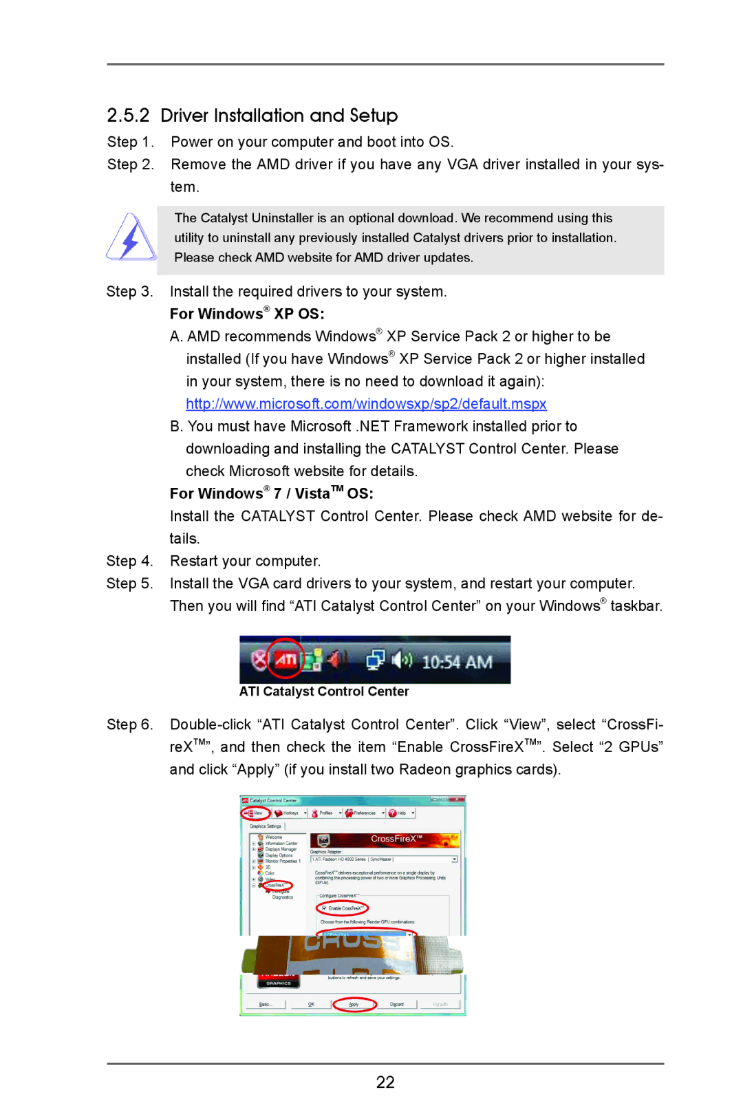 ASRock A75 Pro4-M manual Driver Installation and Setup, For Windows XP OS, For Windows 7 / VistaTM OS 